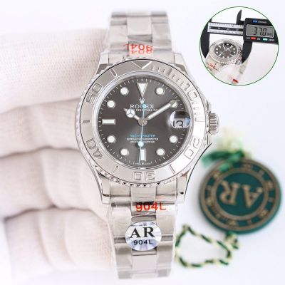 AR Factory ROLEX Yacht-master Replica with Oyster Bracelet YM37 904L Stainless Steel ETA2824 Automatic Movement 37MM Black Watch